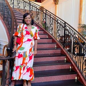 Hutch Dress white, red, orange